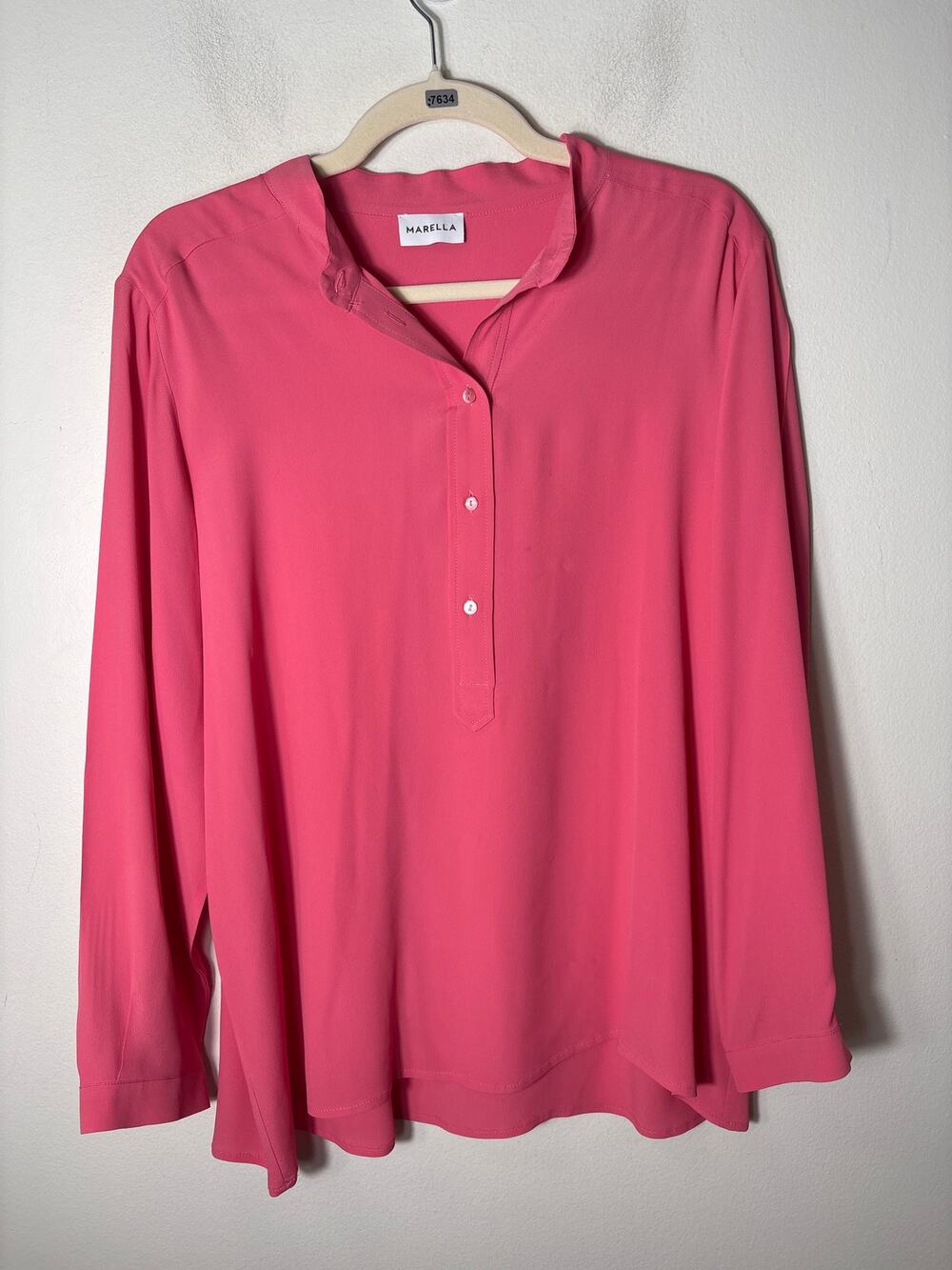 Marella Salmon Long Sleeve 4 Button Tunic Sz 46 (L)
